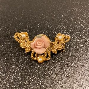 Victorian Floral Brooch with Faux Pearls